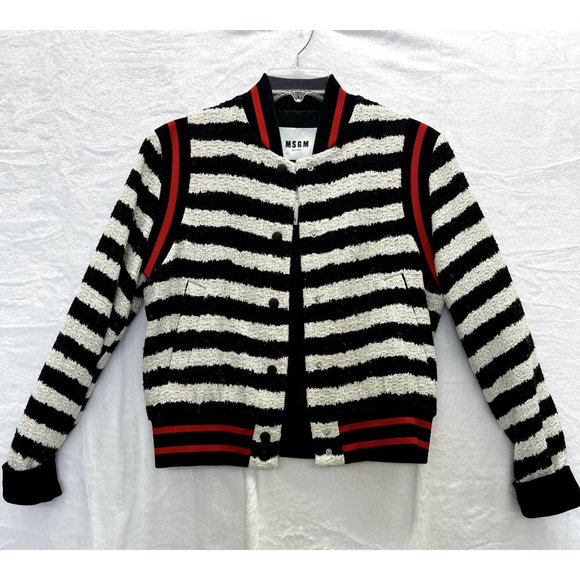 MSMG KNIT STRIPED BOMBER JACKET - Picture 2 of 6